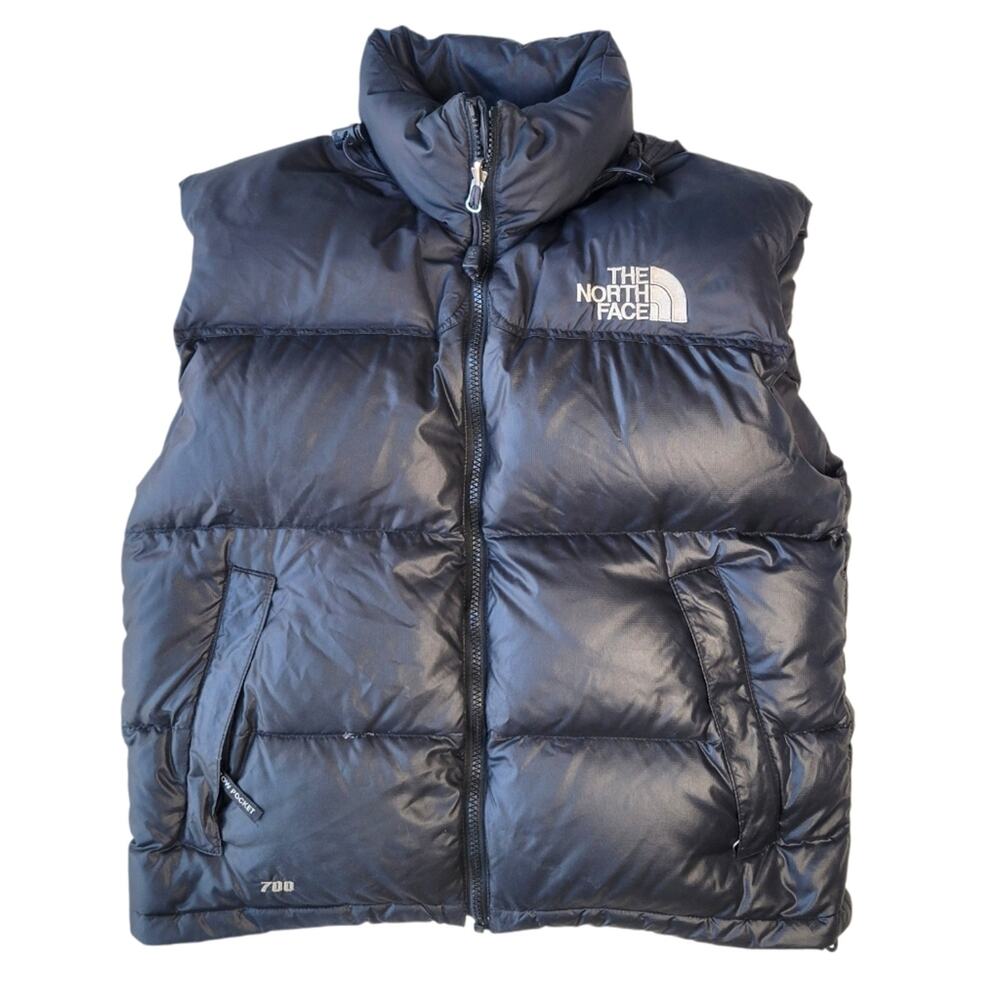 VTG The North Face 1996 Retro Nuptse Puffer Vest 700 Goose Down Black Womens SM - Picture 1 of 14